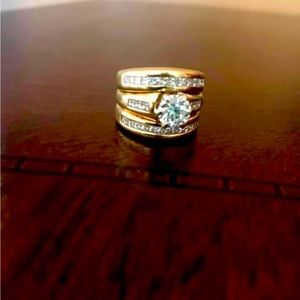 14 KT Yellow Gold & Diamond Bands & Engagement Ring Setting
